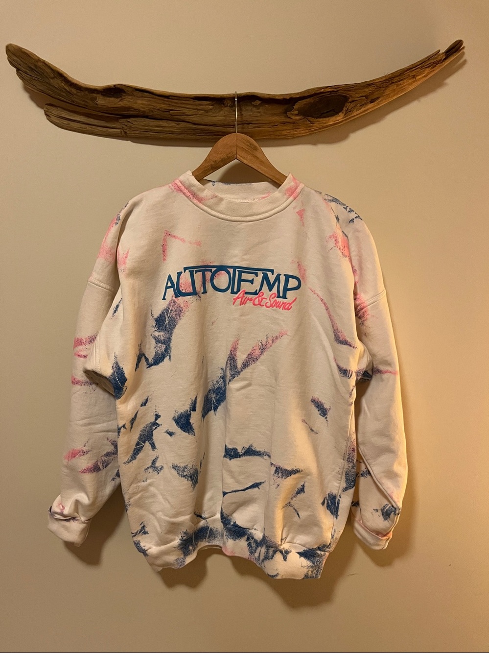 Vintage 80s 90s Tie Dye Sweatshirt Size Large Oversized White Pink Blue